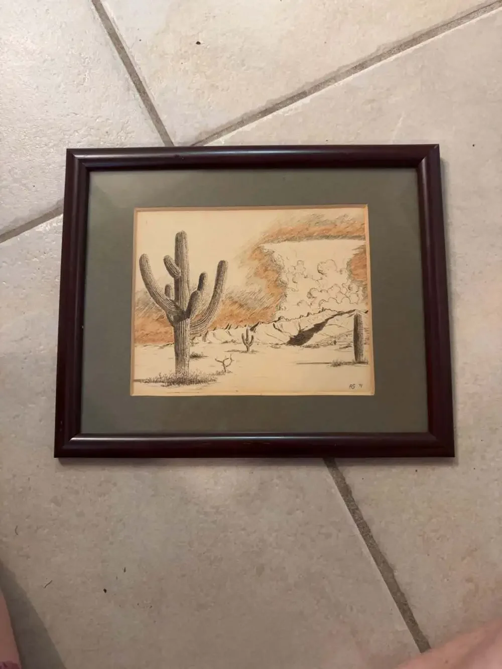 Original Desert Landscape Ink Drawing by Ronald E. Smith 1971